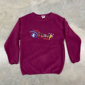Disney Purple Crewneck Fleece Embroidered Small